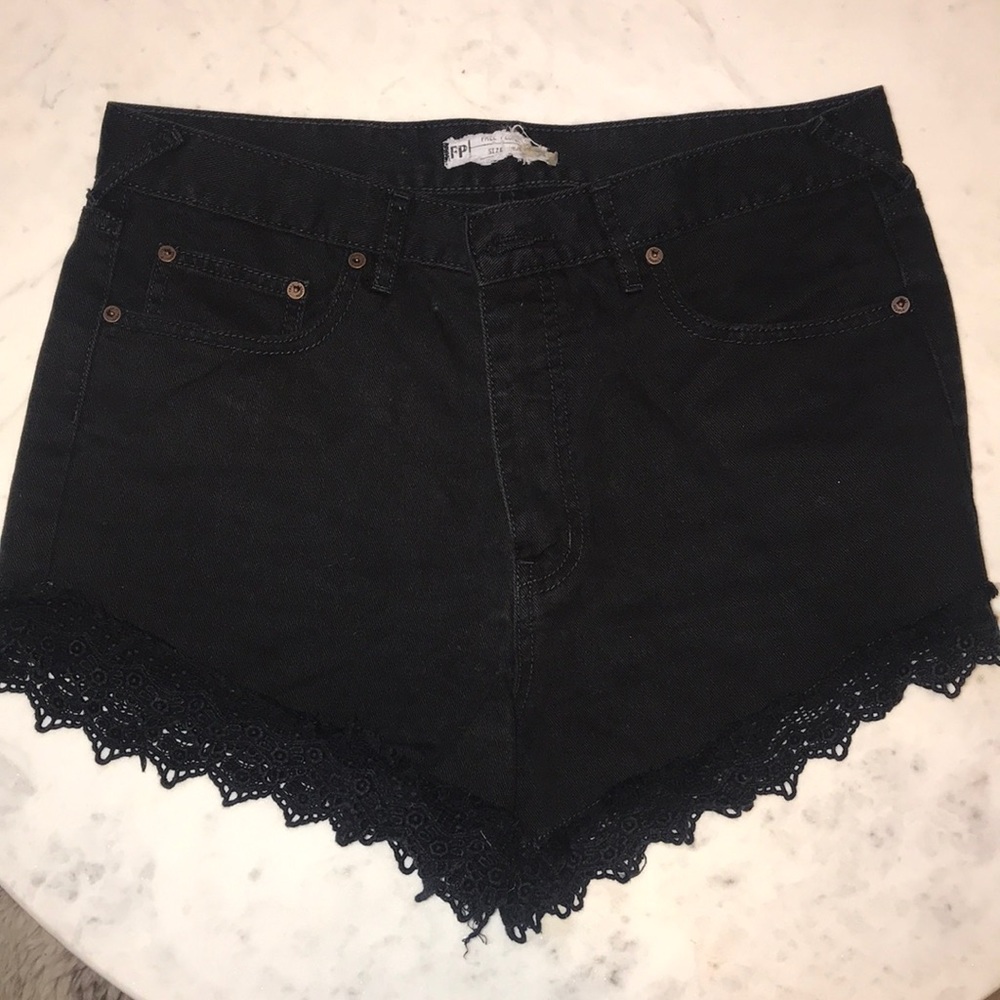 Free people black denim shorts
